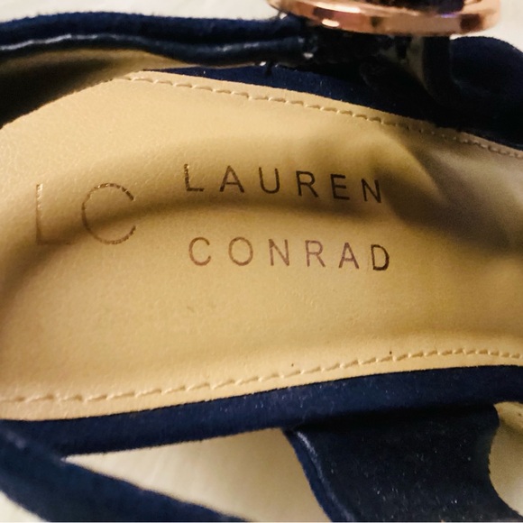 LAUREN CONRAD size 8 Navy Suede Wedges EUC - Picture 4 of 8